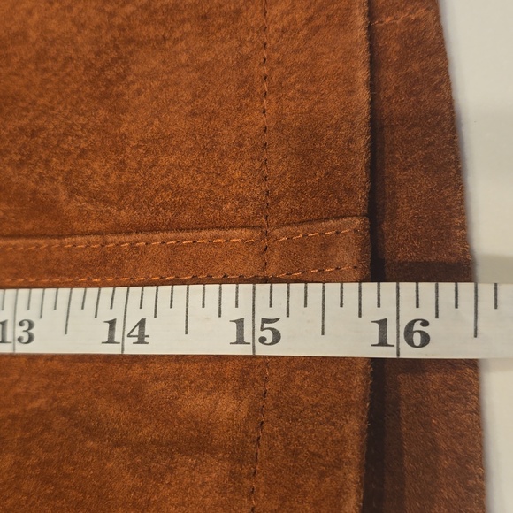 šLEATHER Suede Women's Retro Mini Skirt Darcey Gianni Bini High Waist Brown NEW - Picture 6 of 7